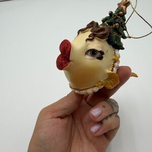 Kathrine's Collection Christmas Ornament Kissing Fish Gold Glitter Tree Hat